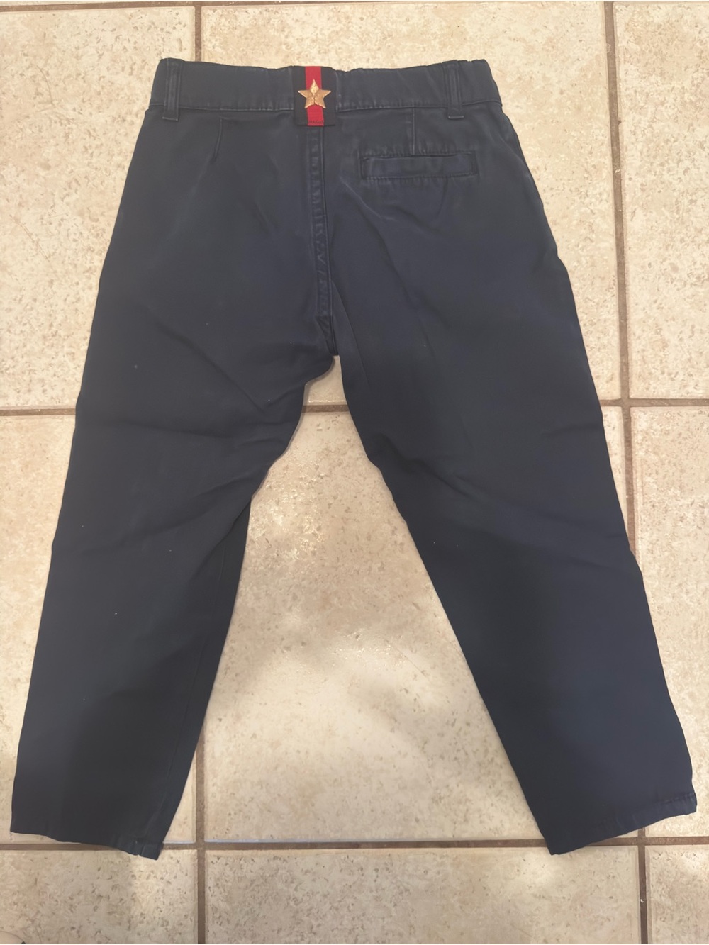 Gucci Navy Kids Pants with Red Star Waist Tab